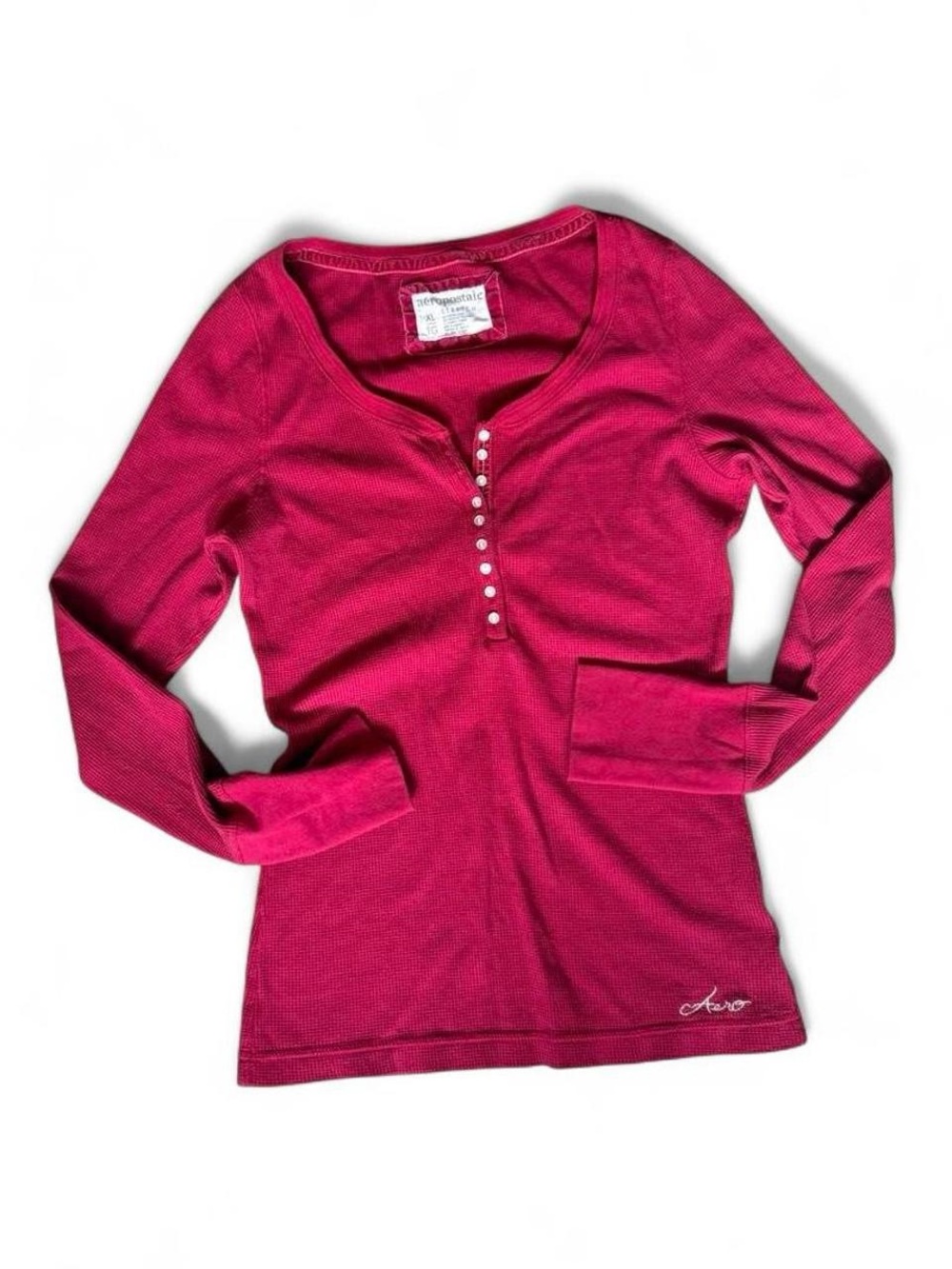 Y2K Aeropostale Red Long Sleeve Henley Top